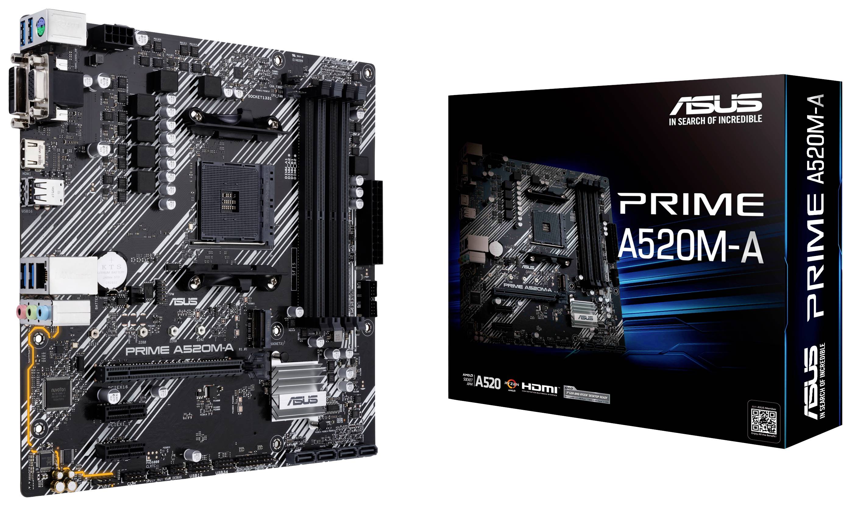 Asus PRIME A520M-A II/CSM Mainboard Sockel (PC) AMD® AM4 Formfaktor (Details) Micro-ATX Mainboard-Chipsatz AMD® A520