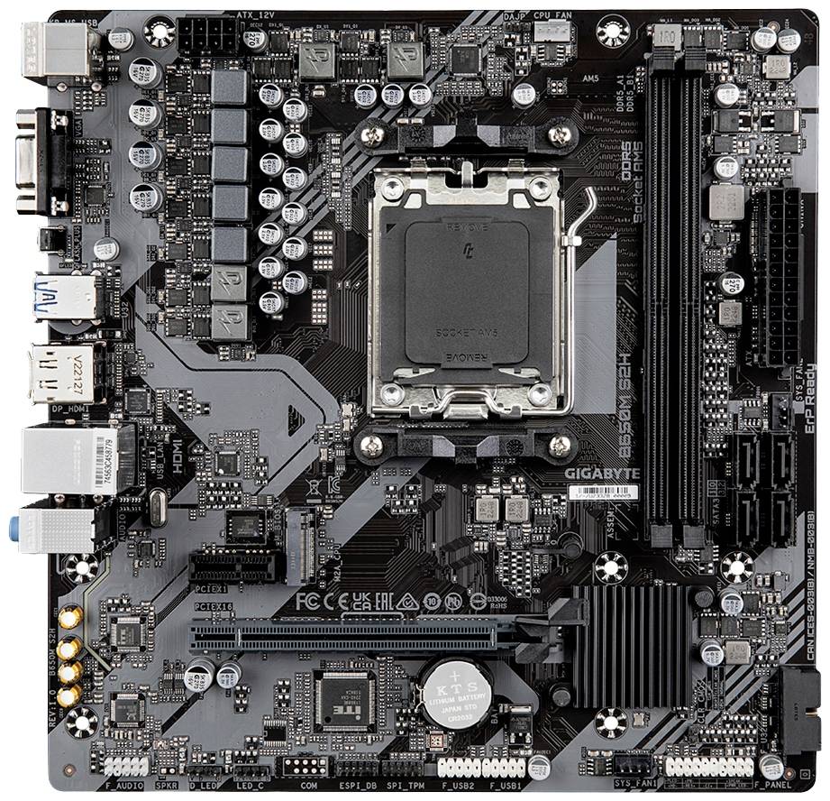 Gigabyte B650M S2H - 1.0 Mainboard Sockel (PC) AMD AM5 Formfaktor (Details) Micro-ATX Mainboard-Chipsatz AMD® B650