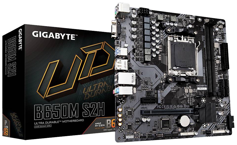 Gigabyte B650M S2H - 1.0 Mainboard Sockel (PC) AMD AM5 Formfaktor (Details) Micro-ATX Mainboard-Chipsatz AMD® B650