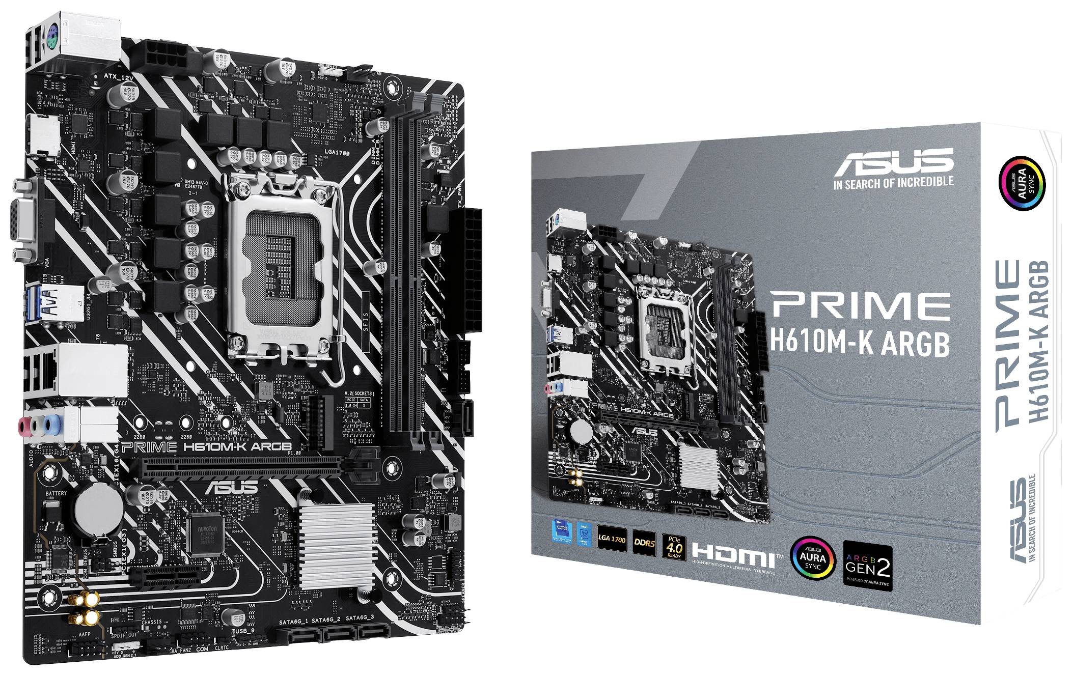 Asus PRIME H610M-K ARGB Mainboard Sockel (PC) Intel® LGA 1700 Formfaktor (Details) Micro-ATX Mainboard-Chipsatz Intel® H610