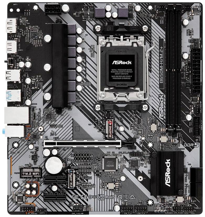 ASRock B650M-H/M.2+ Mainboard Sockel (PC) AMD® AM5 Formfaktor (Details) Micro-ATX Mainboard-Chipsatz AMD® B650