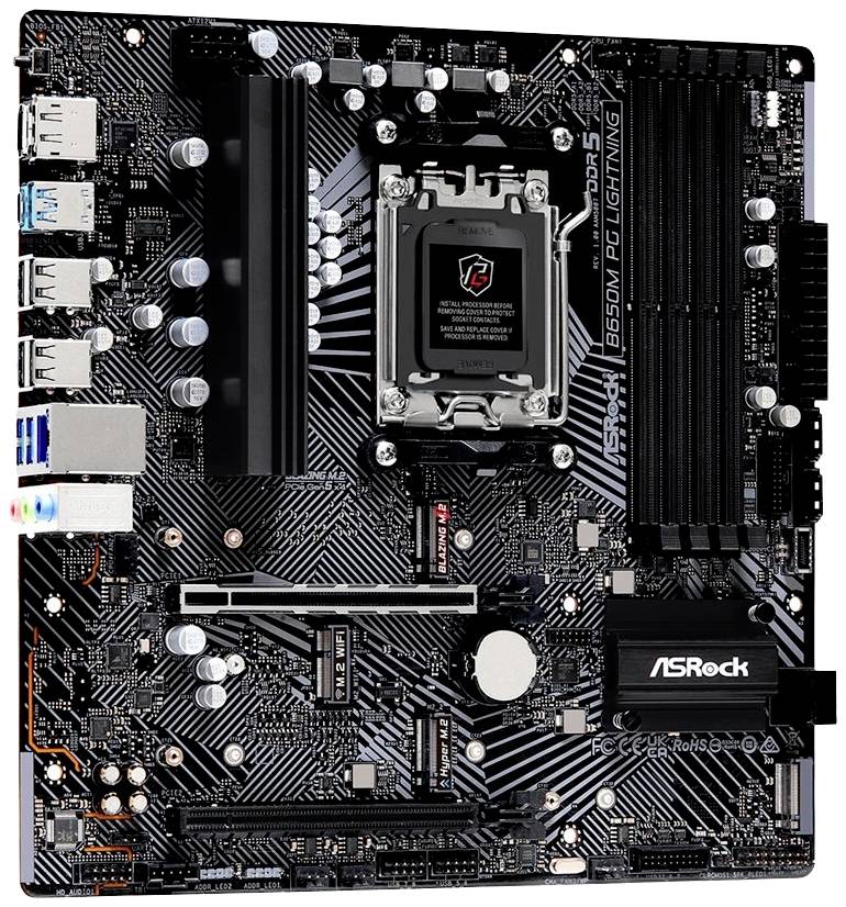 ASRock B650M PG Lightning Mainboard Sockel (PC) AMD® AM5 Formfaktor (Details) Micro-ATX Mainboard-Chipsatz AMD® B650
