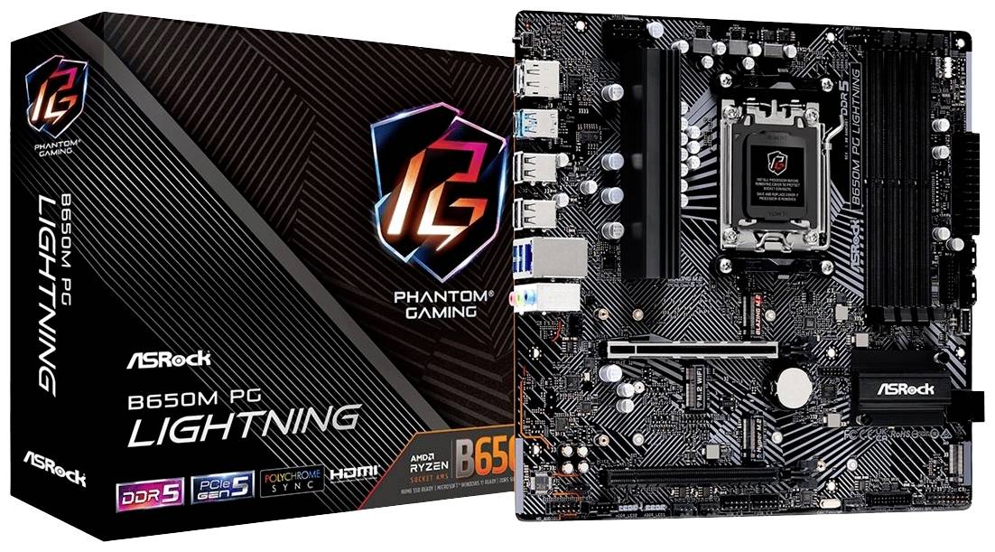 ASRock B650M PG Lightning Mainboard Sockel (PC) AMD® AM5 Formfaktor (Details) Micro-ATX Mainboard-Chipsatz AMD® B650
