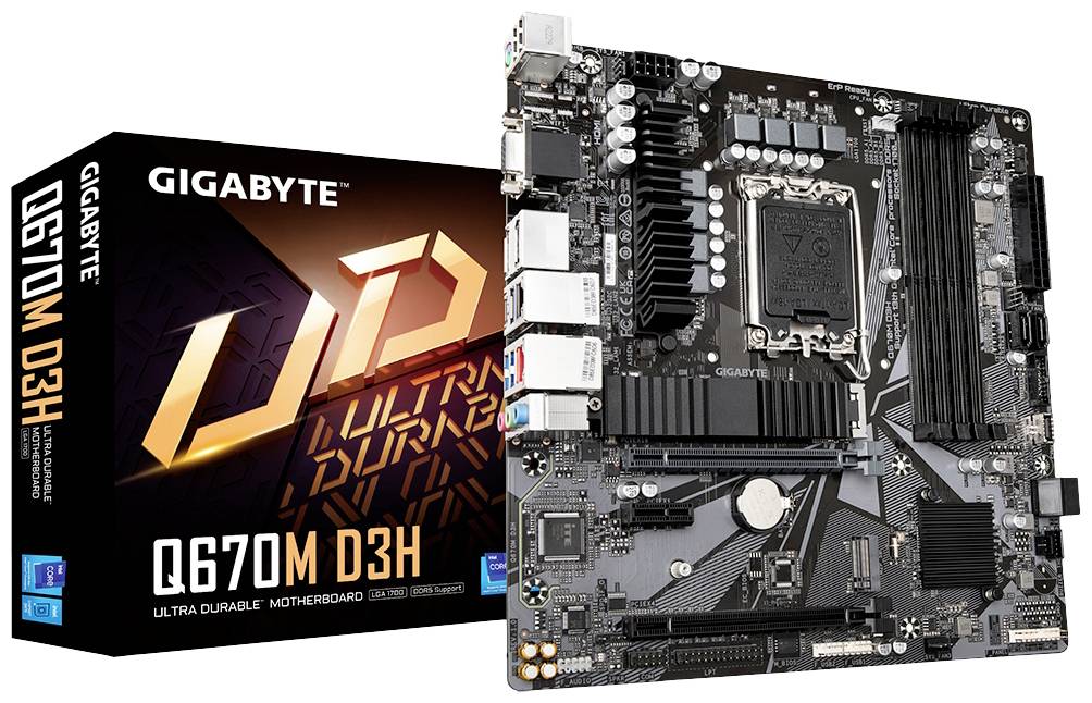Gigabyte Q670M D3H Mainboard Sockel (PC) Intel® LGA 1700 Formfaktor (Details) Micro-ATX Mainboard-Chipsatz Intel® Q670