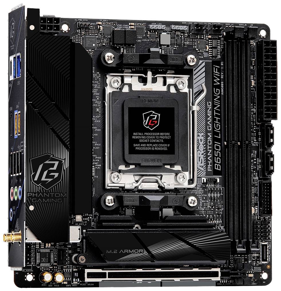 ASRock Phantom Gaming B650I Lightning WiFi Mainboard Sockel (PC) AMD® AM5 Formfaktor (Details) Mini-ATX Mainboard-Chipsatz AMD®
