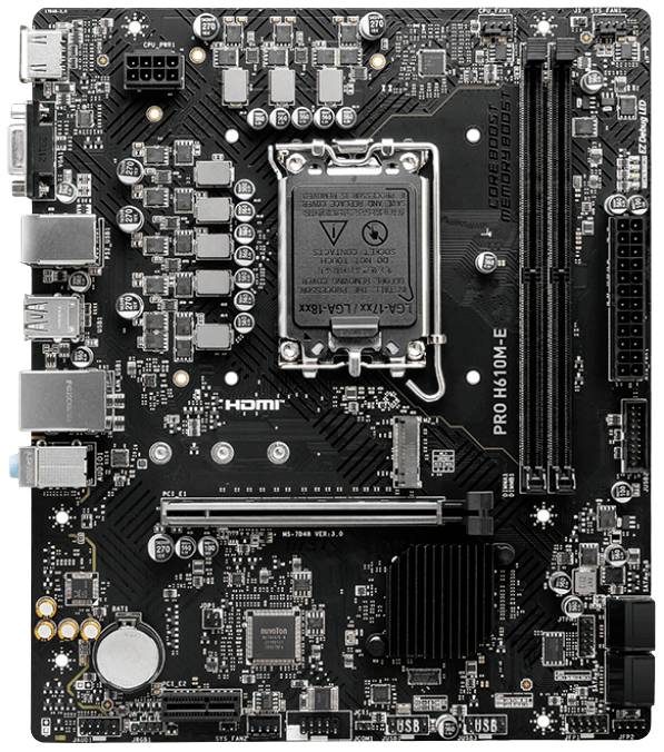 MSI PRO H610M-E Mainboard Sockel (PC) Intel® LGA 1700 Formfaktor (Details) Micro-ATX Mainboard-Chipsatz Intel® H610