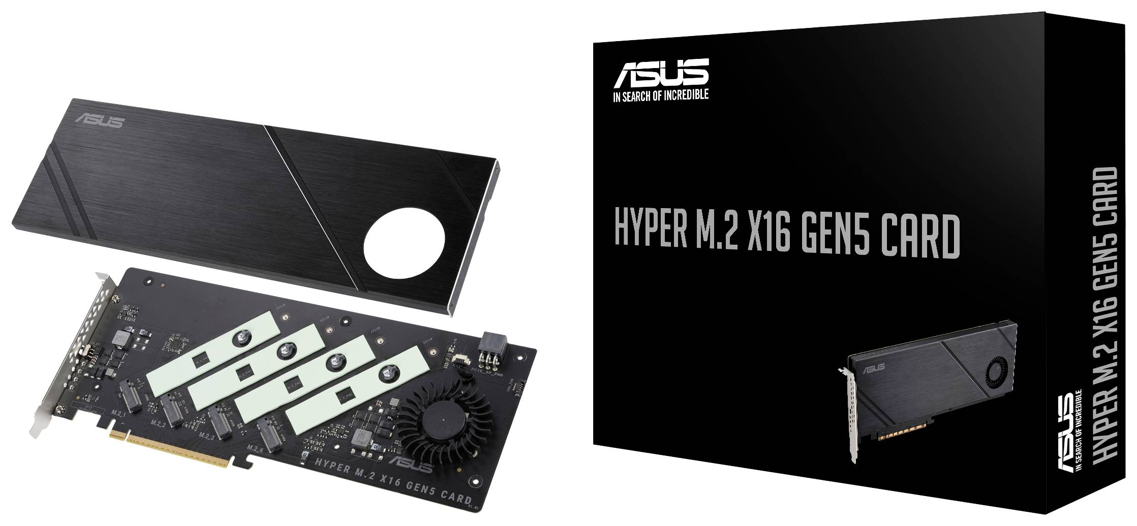 Asus Hyper M.2 x16 Gen5 Card M.2 Controller PCIe x16 Passend für (SSD): 2242, 2260, 2280 Aktive Kühlung