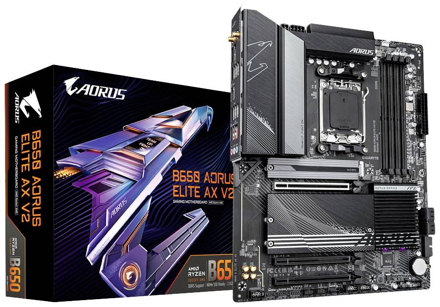 Gigabyte B650 AORUS ELITE AX V2 Mainboard Sockel (PC) AMD® AM5 Formfaktor (Details) ATX Mainboard-Chipsatz AMD® B650