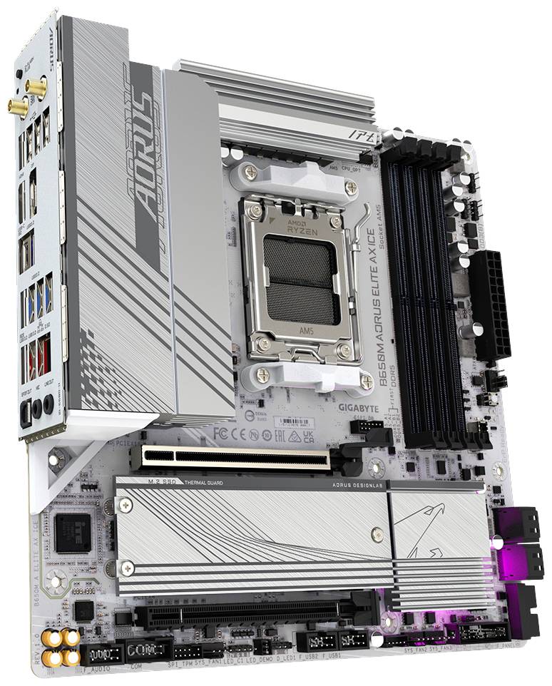 Gigabyte B650M A ELITE AX ICE Mainboard Sockel (PC) AMD® AM5 Formfaktor (Details) Micro-ATX Mainboard-Chipsatz AMD® B650
