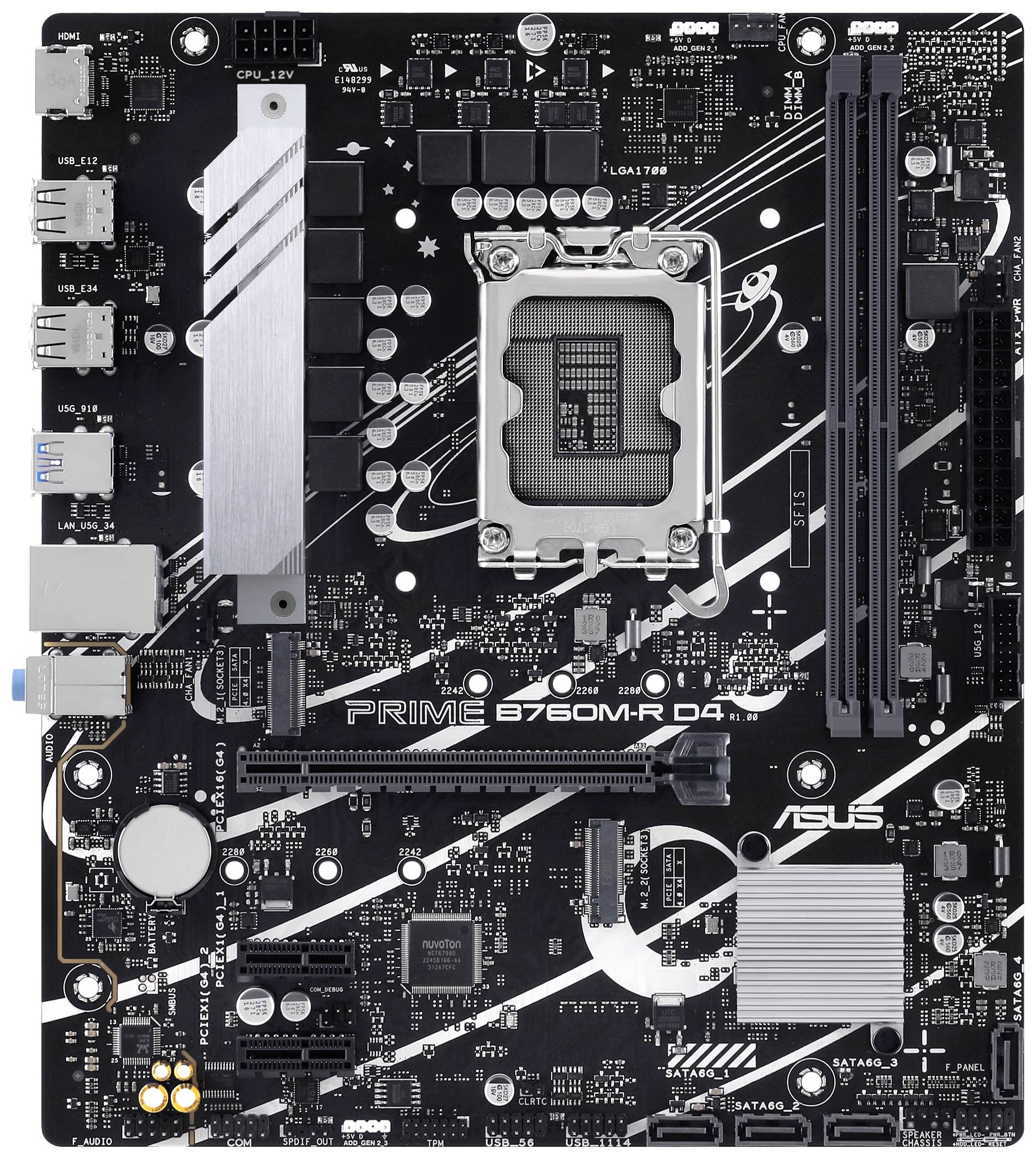 Asus PRO B760M-R D4 Mainboard Sockel (PC) Intel® LGA 1700 Formfaktor (Details) Micro-ATX Mainboard-Chipsatz Intel® B760