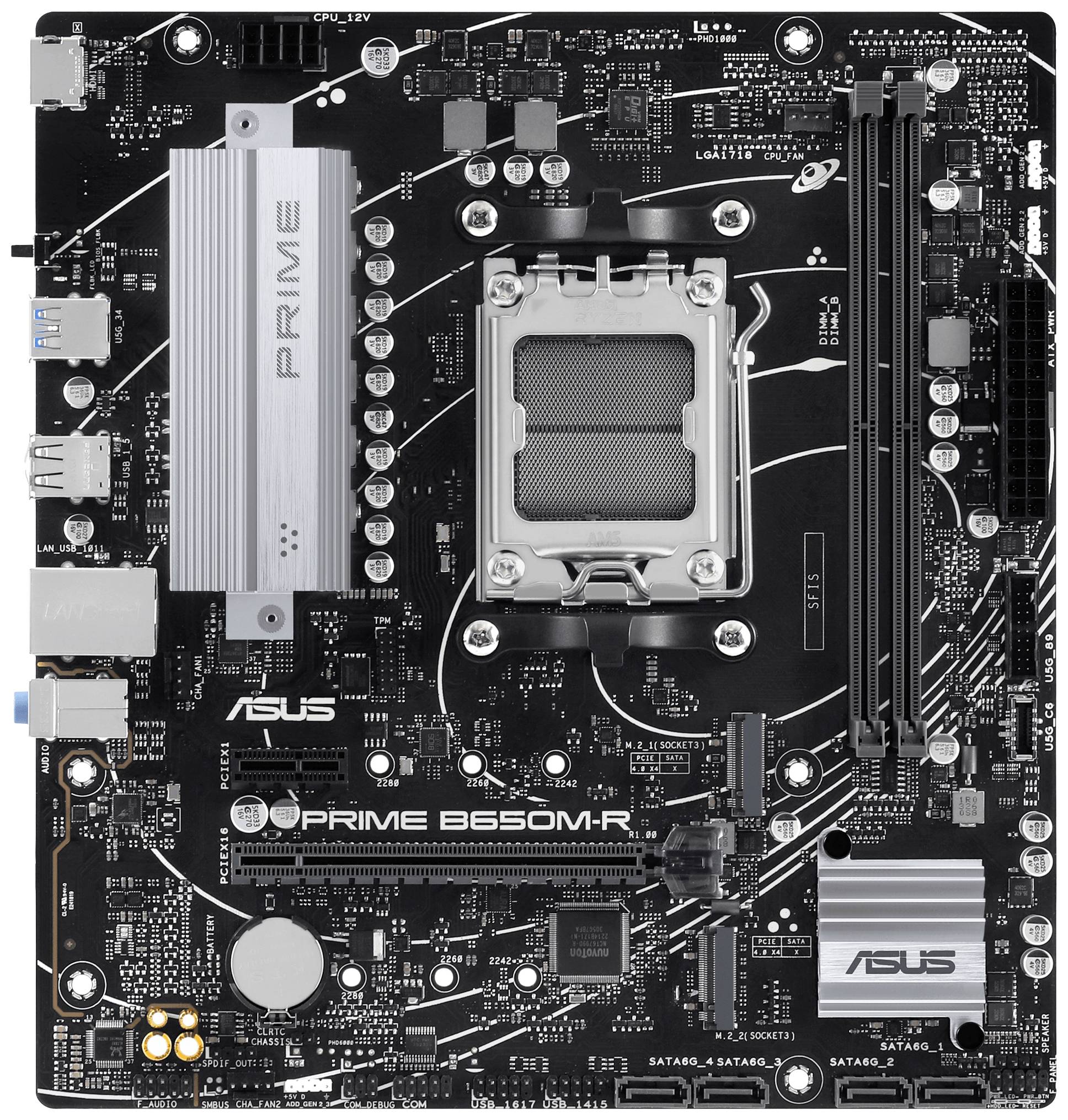 Asus PRIME B650M-R Mainboard Sockel (PC) AMD® AM5 Formfaktor (Details) Micro-ATX Mainboard-Chipsatz AMD® B650