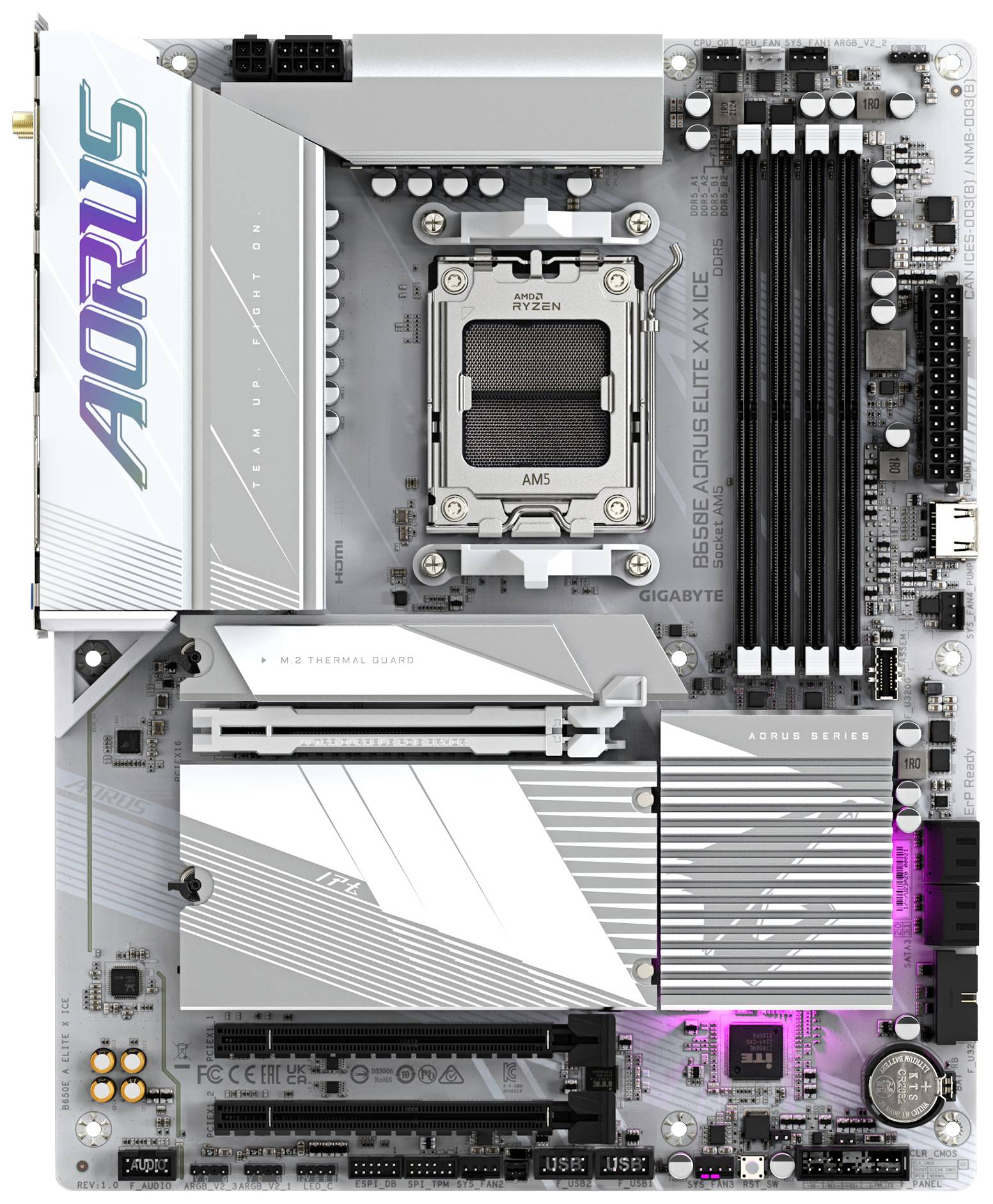 Gigabyte AORUS B650E ELITE X AX ICE Mainboard Sockel (PC) AMD® AM5 Formfaktor (Details) ATX Mainboard-Chipsatz AMD® B650
