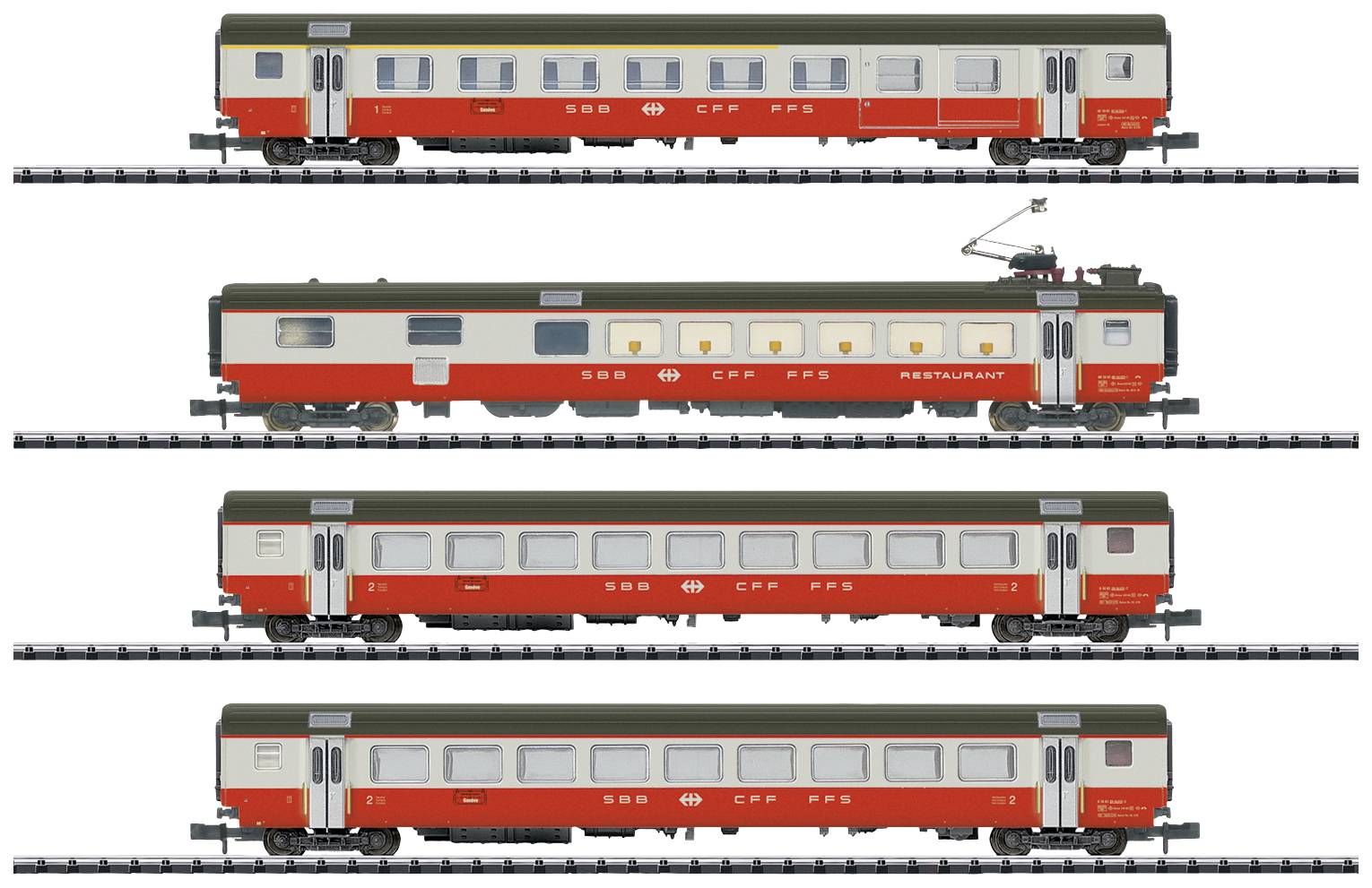 MiniTrix 18720 N 4er-Set Personenwagen Swiss Express der SBB Set 1