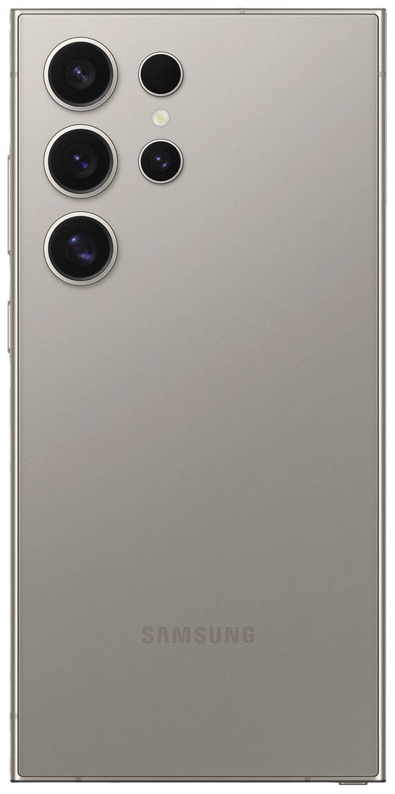 Rückseite eines modernen Smartphones mit vier Kameras und Blitz in einer neutralen Farbgestaltung.