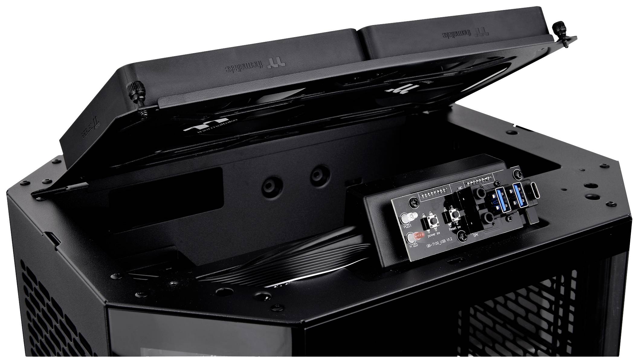 Thermaltake The Tower 300 Micro-Tower Gaming-Gehäuse Schwarz 2 vorinstallierte Lüfter, Seitenfenster