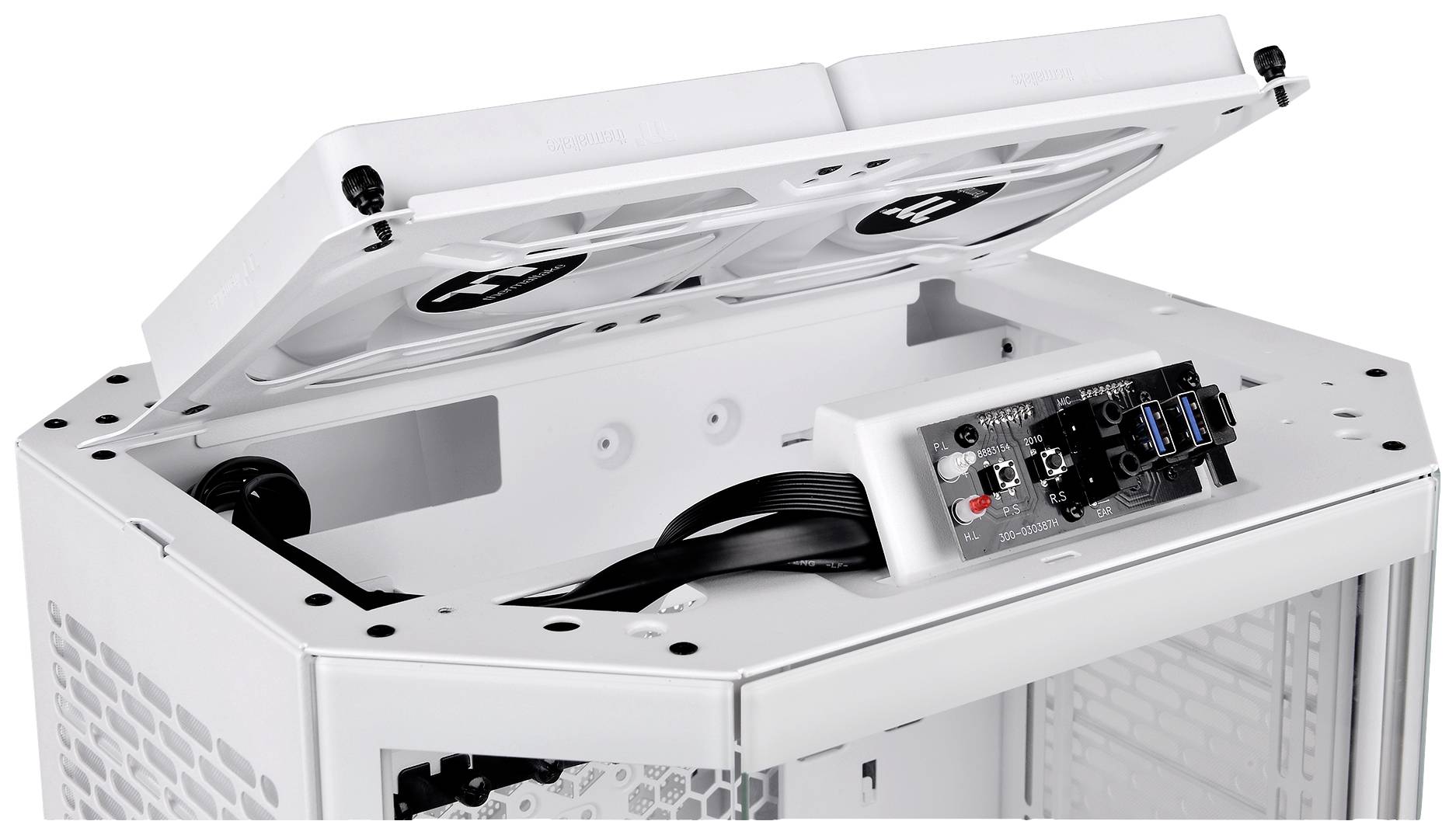 Thermaltake The Tower 300 Micro-Tower Gaming-Gehäuse Weiß 2 vorinstallierte Lüfter, Seitenfenster