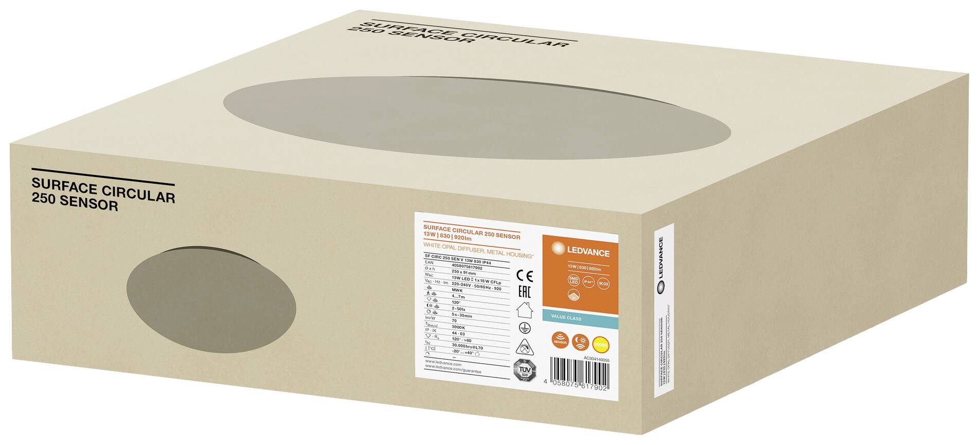 LEDVANCE LED-Wand-/Deckenleuchte SFCIRC.250SEN13W3000