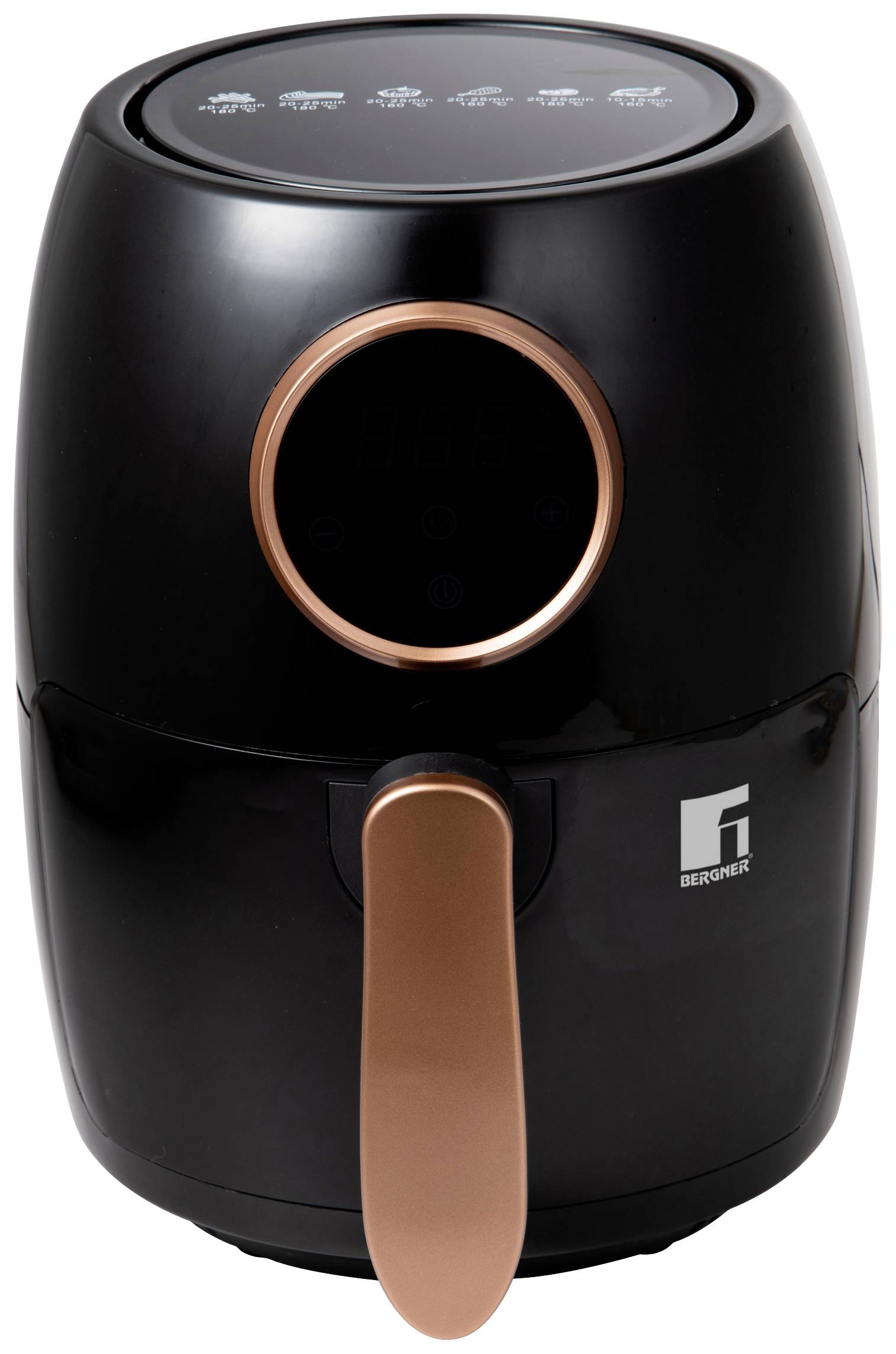 Bergner Heißluft-Fritteuse 2l 1000W Antihaftbeschichtung, Cool-Touch-Gehäuse, Timerfunktion, Überhitzungsschutz, mit Display