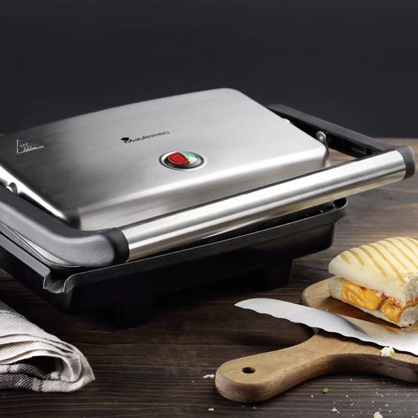 MasterPRO Elektro Kontaktgrill Antihaftbeschichtung, Cool-Touch-Gehäuse, Überhitzungsschutz Schwarz/Edelstahl