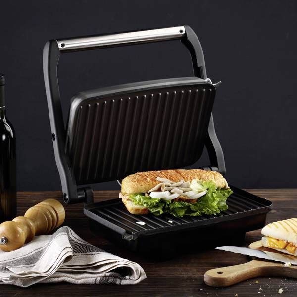 MasterPRO Elektro Kontaktgrill Antihaftbeschichtung, Cool-Touch-Gehäuse, Überhitzungsschutz Schwarz/Edelstahl