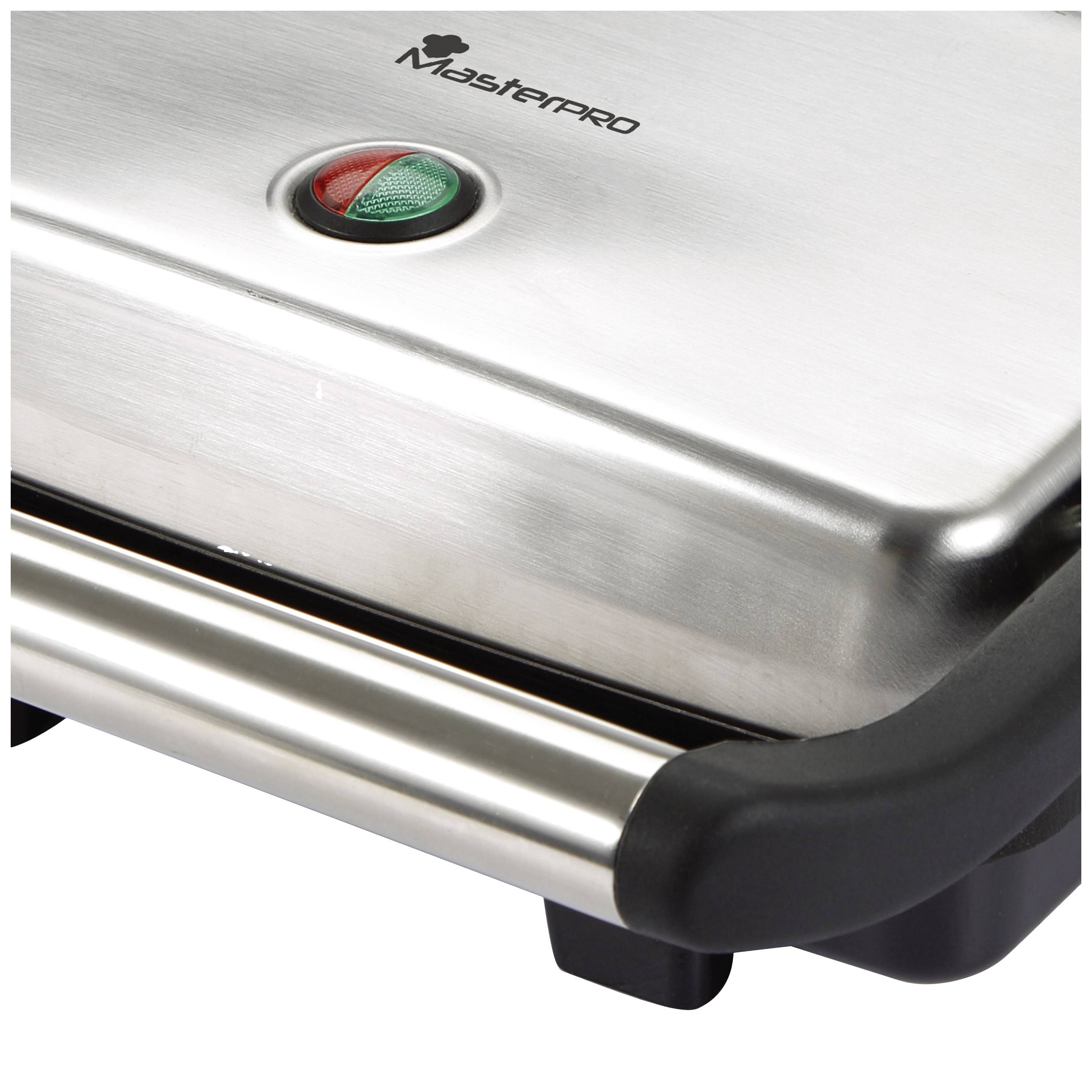 MasterPRO Elektro Kontaktgrill Antihaftbeschichtung, Cool-Touch-Gehäuse, Überhitzungsschutz Schwarz/Edelstahl