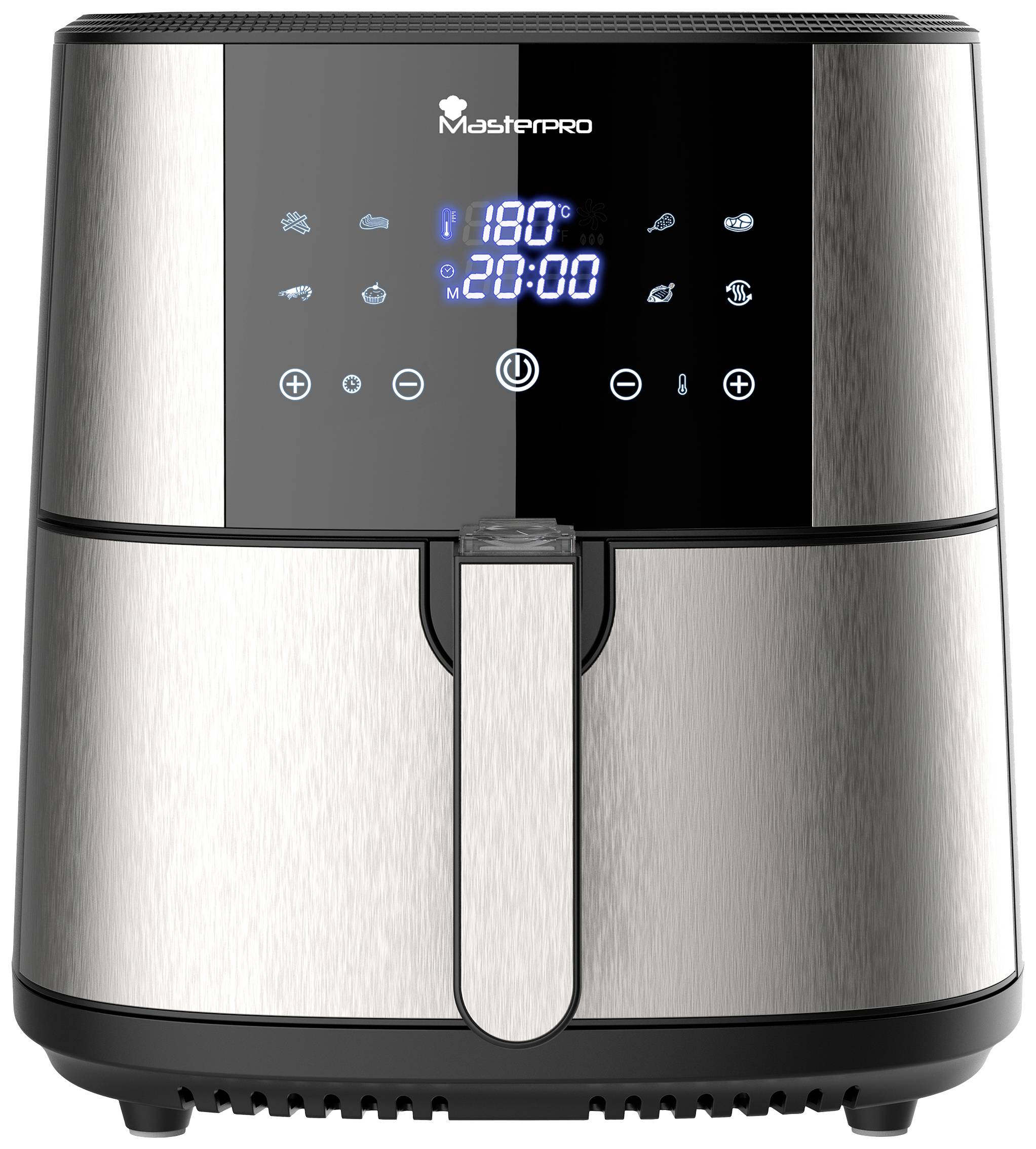 MasterPRO Heißluft-Fritteuse 1800W Antihaftbeschichtung, Überhitzungsschutz, mit Display, Timerfunktion, Cool-Touch-Gehäuse