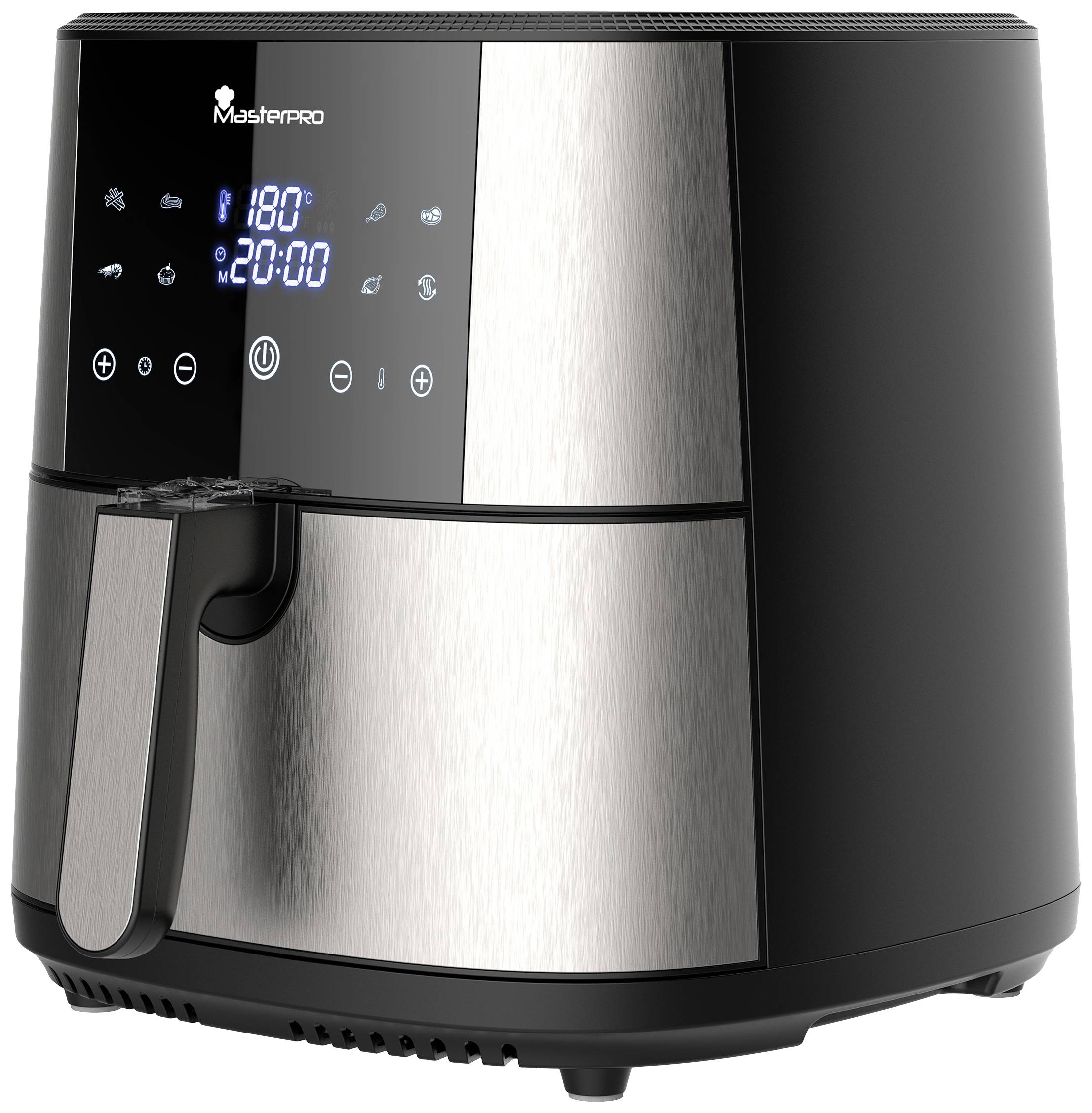 MasterPRO Heißluft-Fritteuse 1800W Antihaftbeschichtung, Überhitzungsschutz, mit Display, Timerfunktion, Cool-Touch-Gehäuse