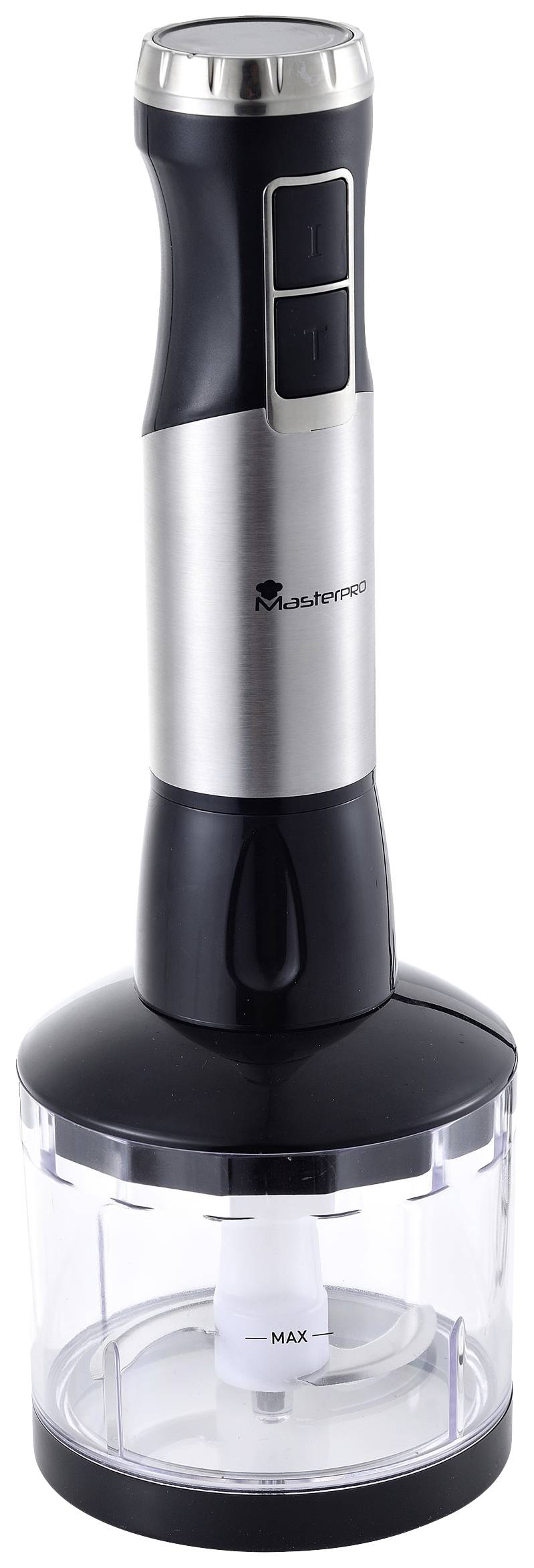 MasterPRO Stabmixer 1000W mit Messbecher, mit Mixbecher Schwarz/Edelstahl, Transparent