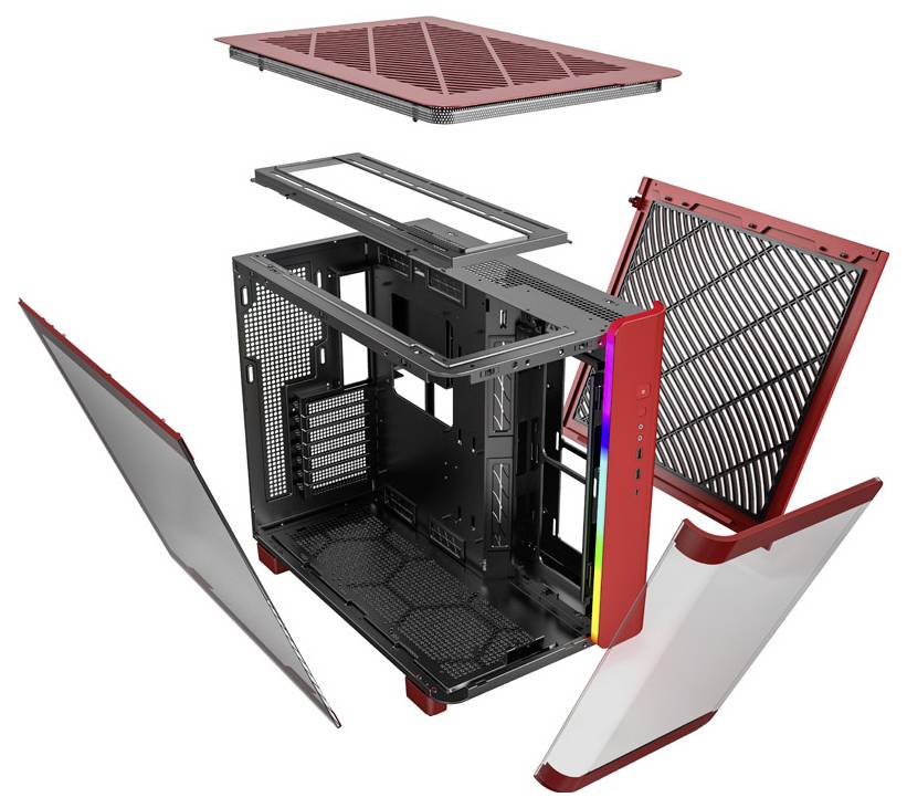 MONTECH KING 95 Tempered Glass ARGB Midi-Tower PC-Gehäuse Rot