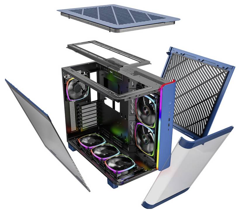 MONTECH KING 95 PRO Tempered Glass ARGB Midi-Tower PC-Gehäuse Blau