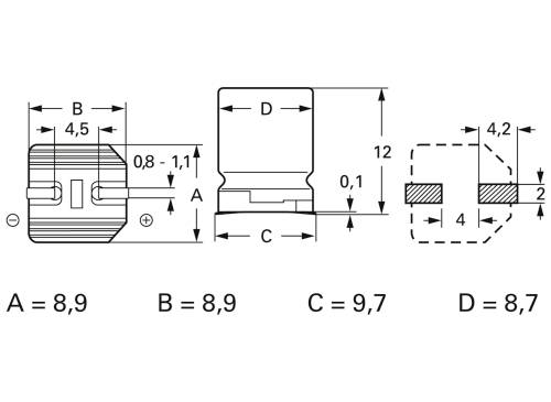 Frolyt E-RS3079 Elektrolyt-Kondensator SMD 4.5mm 22 µF 100V 20% (Ø x L) 8.9mm x 12mm