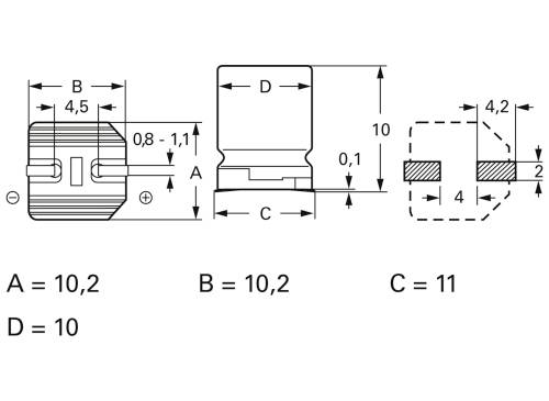 Frolyt E-RSM307 Elektrolyt-Kondensator SMD 4.5mm 220 µF 35V 20% (Ø x L) 10.2mm x 10mm