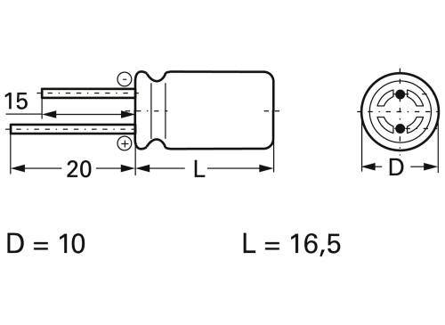 Frolyt E-KS3085 Elektrolyt-Kondensator radial bedrahtet 5mm 1000 µF 10V 20% (Ø x L) 10mm x 16.5mm