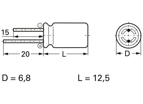 Frolyt E-KS3243 Elektrolyt-Kondensator radial bedrahtet 2.5mm 100 µF 25V 20% (Ø x L) 6.8mm x 12.5mm