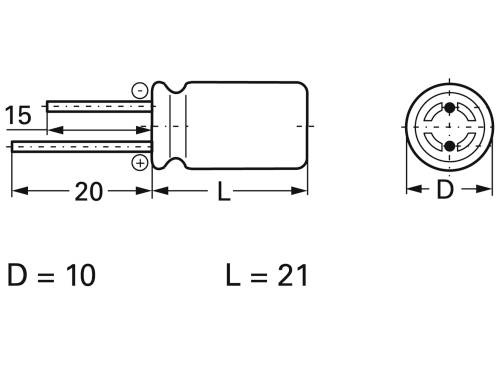 Frolyt E-KS3090 Elektrolyt-Kondensator radial bedrahtet 5mm 470 µF 35V 20% (Ø x L) 10mm x 21mm
