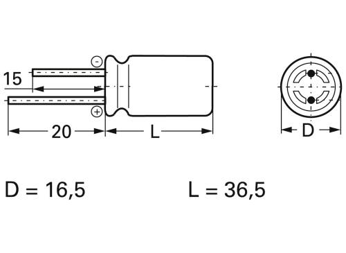 Frolyt E-KS3559 Elektrolyt-Kondensator radial bedrahtet 7.5mm 3300 µF 35V 20% (Ø x L) 16.5mm x 36.5mm 1St.