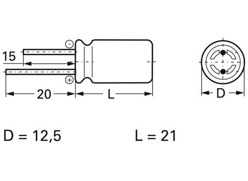 Frolyt E-KS3390 Elektrolyt-Kondensator radial bedrahtet 5mm 470 µF 50V 20% (Ø x L) 12.5mm x 21mm