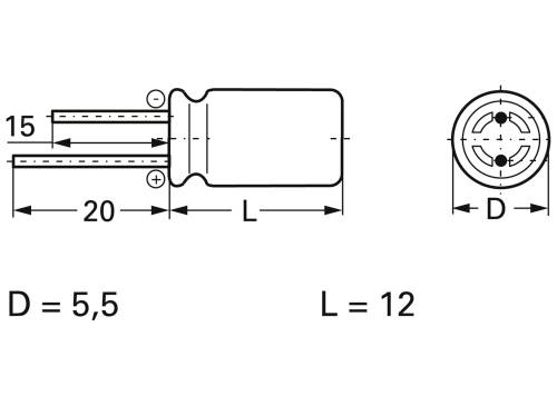 Frolyt E-KS3203 Elektrolyt-Kondensator radial bedrahtet 2.5mm 10 µF 63V 20% (Ø x L) 5.5mm x 12mm