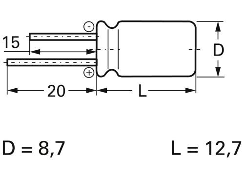 Frolyt E-RY3050 Elektrolyt-Kondensator radial bedrahtet 5mm 22 µF 100V 20% (Ø x L) 8.7mm x 12.7mm