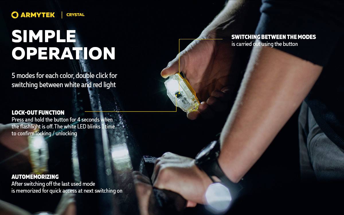 ArmyTek F07001Y Crystal Yellow Mobile Kleinleuchte LED Gelb, Transparent