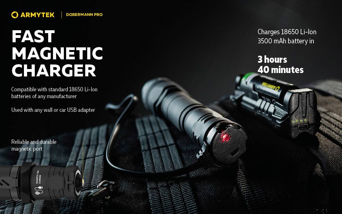 ArmyTek Dobermann Pro White LED Taschenlampe akkubetrieben 1400lm 114g