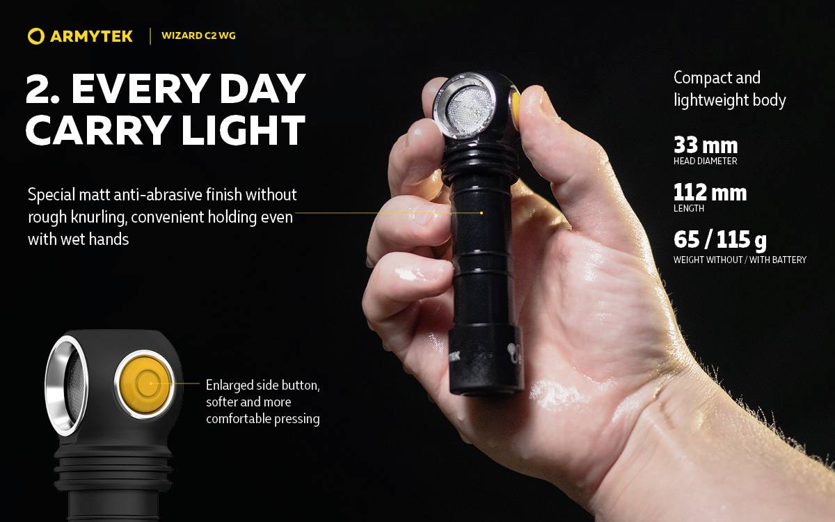 ArmyTek Wizard C2 WG Warm LED Stirnlampe akkubetrieben 1100lm 13h F09201W