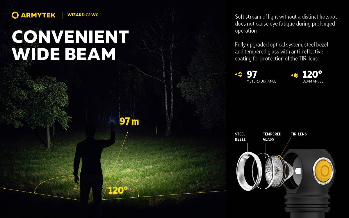 ArmyTek Wizard C2 WG Warm LED Stirnlampe akkubetrieben 1100lm 13h F09201W