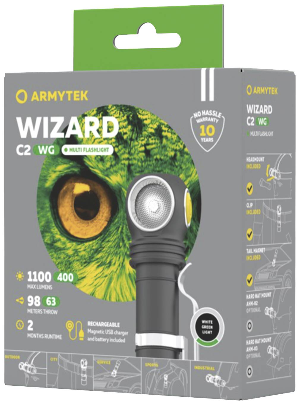 ArmyTek Wizard C2 WG White LED Stirnlampe akkubetrieben 1100 lm 13 h F09201C
