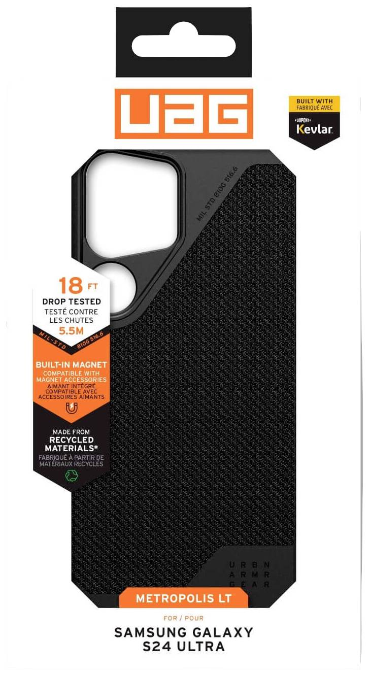 Urban Armor Gear Metropolis LT Backcover Samsung Galaxy S24 Ultra Kevlar®, Schwarz MagSafe kompatibel 214420113940
