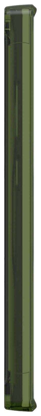 Ein langer, schmaler, grüner rechteckiger Gegenstand, möglicherweise ein Container oder eine Hülle, ohne sichtbare Details oder Markierungen.