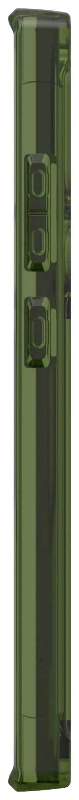 Ein dünnes, grünes Mobiltelefon von der Seite, ohne sichtbares Markenzeichen oder Display.