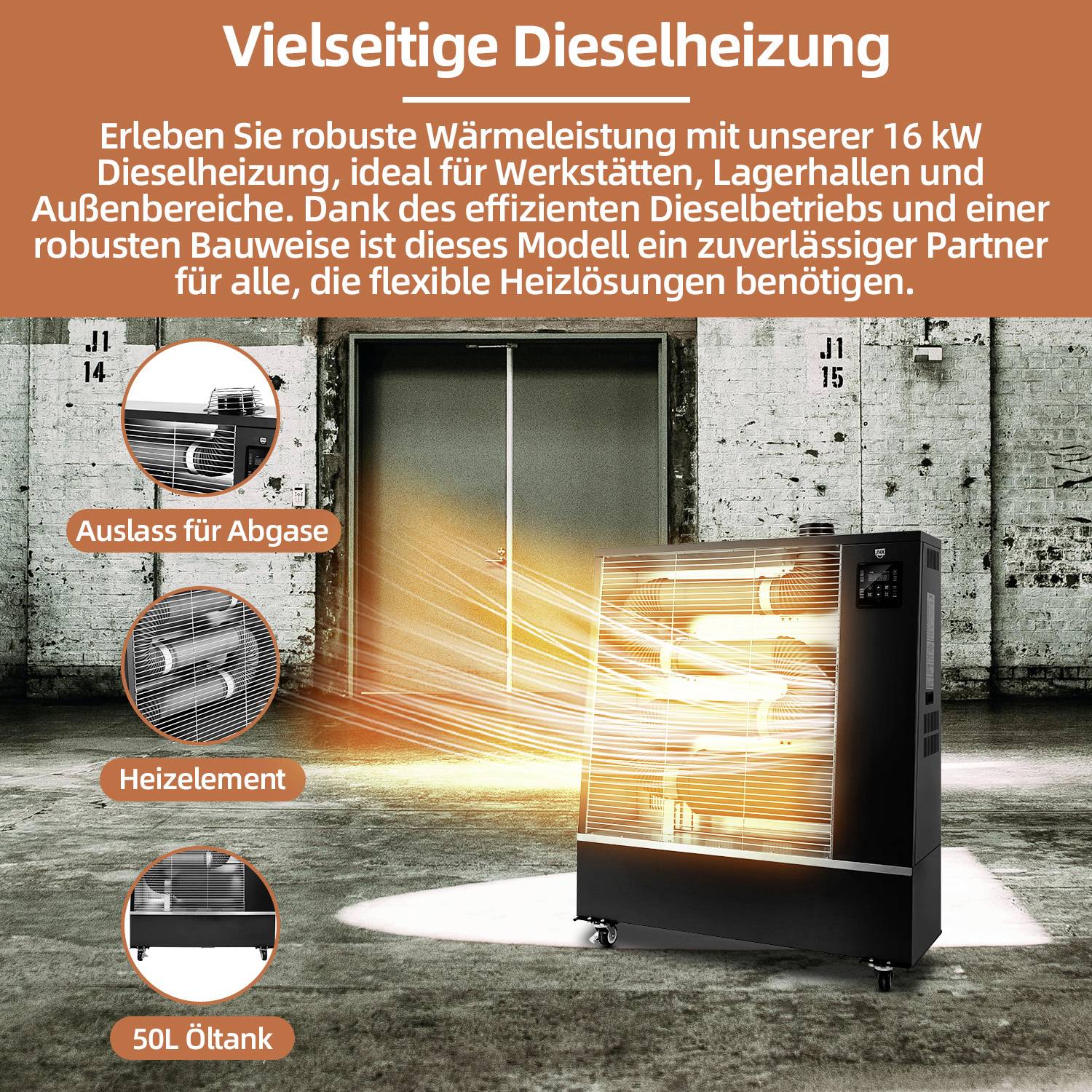 SHX OBH-16 Bauheizer SHXOBH-16 120m² Braun