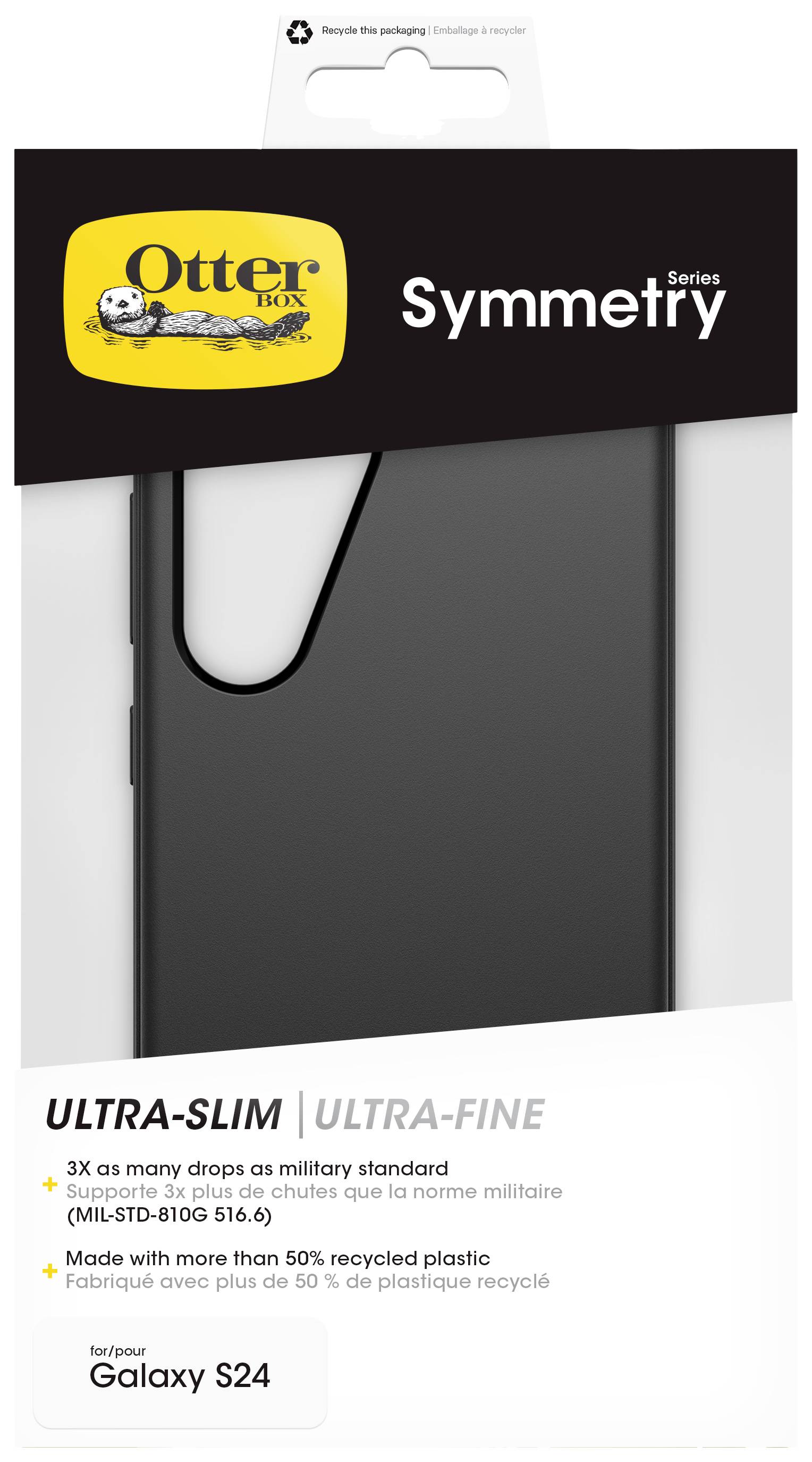 Otterbox Symmetry Backcover Samsung Galaxy S24 Schwarz Stoßfest, Induktives Laden 77-94531