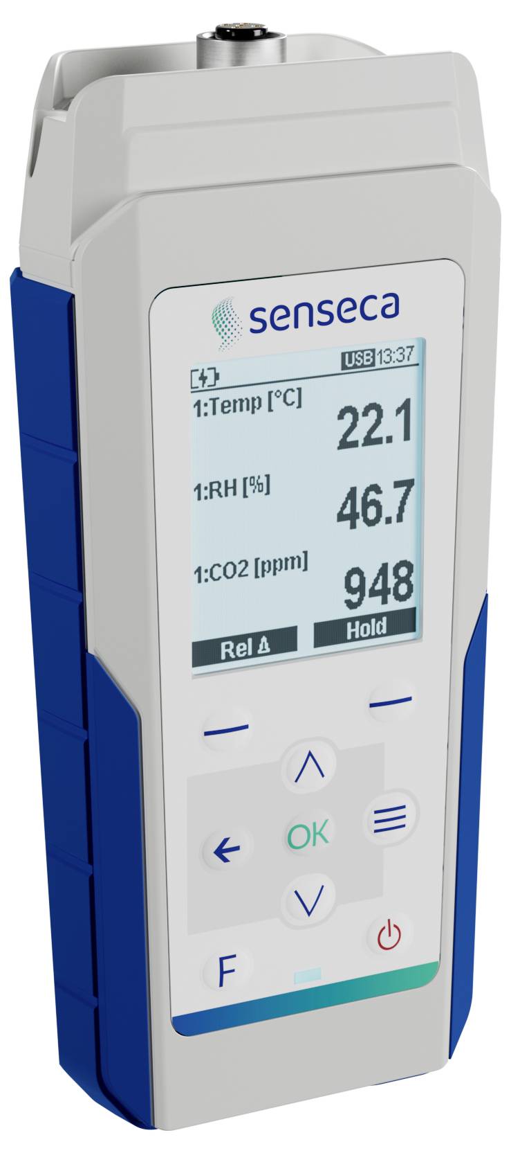 Senseca 486134 PRO D01 Multifunktions-Handmessgerät Messgröße Temperatur, Luftfeuchtigkeit, Luftdurchsatz, Druck